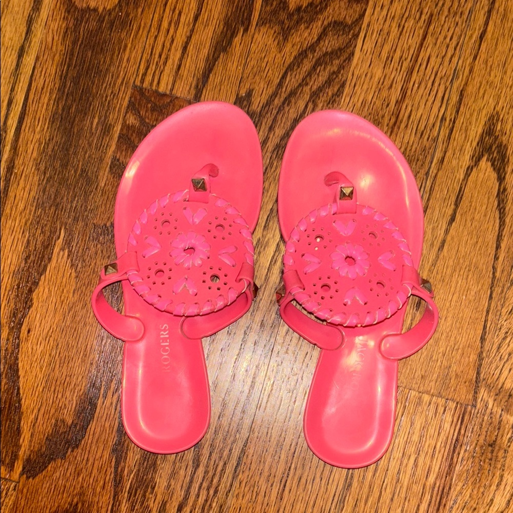 Bright Pink Cutout Medallion Sandals